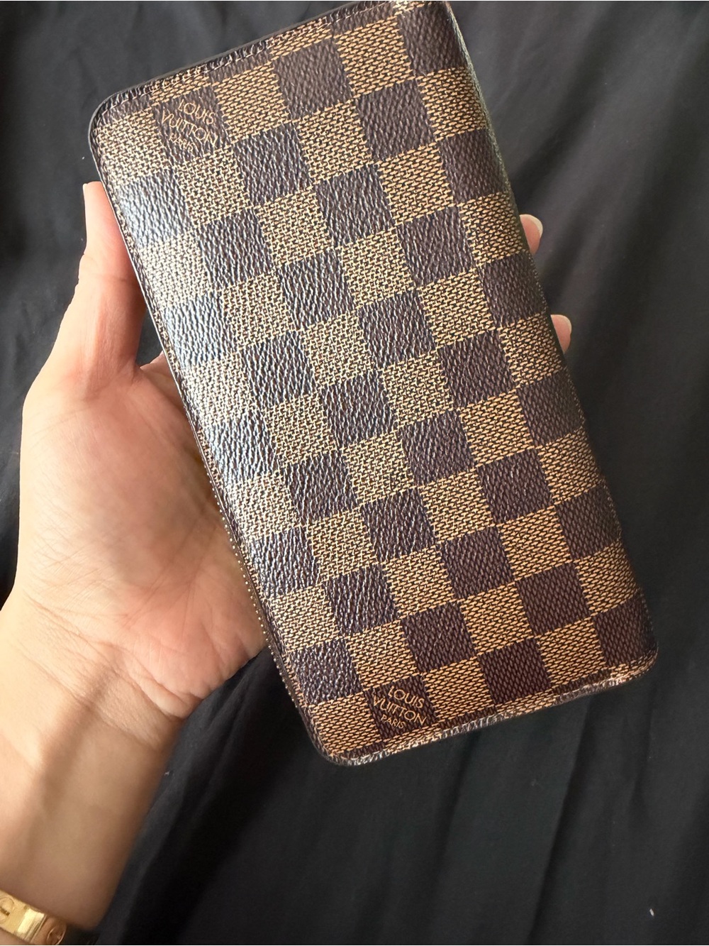 Louis Vuitton Brown Damier Ebene Checker Zip Wallet